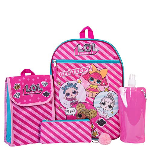 L.O.L. Surprise Backpack Combo Set - Girls' 6 Piece Backpack Set - L.O.L. Surprise Backpack & Lunch Kit (Hot Pink)