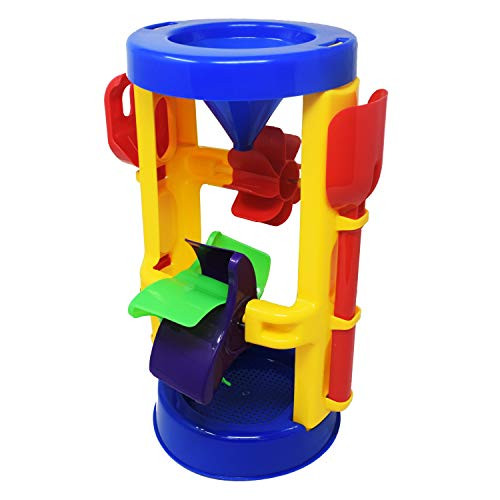 Beachgoer 3 Piece Sand Wheel Beach Toy Set for Kids - Sand Sifting Funnel Toy Rake Shovel Set
