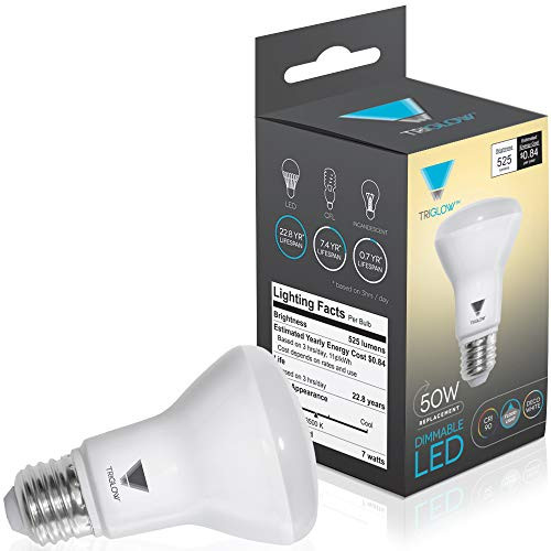 TriGlow T99015 LED 7-Watt (50W Equivalent) BR20 Bulb, 525 Lumen, DIMMABLE 3500K (Deco White Color) UL Listed