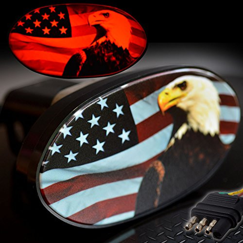 6525-E American Flag Hitch Cover Eagle Bright Lighted US Flag Hitch Cover 6525-E American Flag Hitch Cover Eagle Bright Lighted US Flag Hitch Cover
