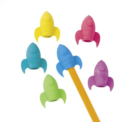 Rocket Ship Eraser Pencil Toppers (1 dz)