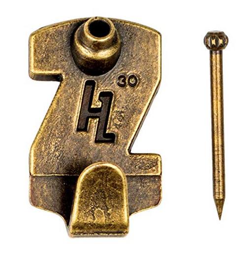 HangZ 33020 Gallery Picture Hooks, 30lb, Antique Brass, 15-Pack