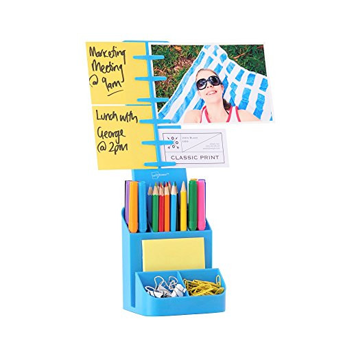 NoteTower Desk Supplies Organizer Caddy, Blue  Displays Photos & Organizes Sticky Notes  Sticky Notes Included