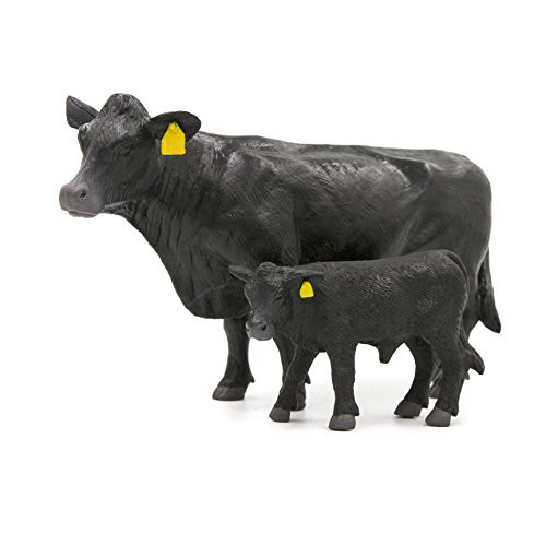 Cow Farm Animals Set - Cow Calf Toy Figures - Angus Cow and Calf Pair