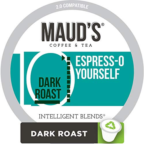 Maud's Dark Roast, Espresso Blend Coffee (Espress-O Yourself), 100ct. Recyclable Single Serve Coffee Pods - Richly satisfying arabica beans California Roasted, k-cup compatible including 2.0