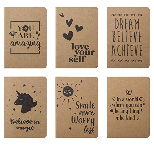 Cute Small Notebooks - 12 Pack Lined Notebook - Kraft Notebook - Pocket Journal - Beautiful Small Notebooks With 6 Joyful Designs - Small Writing Notebooks, A6 Notebook - 80 Pages - 4.1 x 5.8 Inches