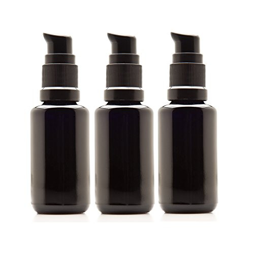 Infinity Jars 30 Ml (1 fl oz) Black Ultraviolet Glass Push Pump Bottle 3-Pack