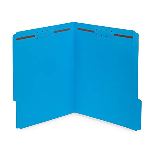 50 Fastener File Folders - 1/3 Cut Reinforced Tab - Durable 2 Prongs Designed to Organize Standard Medical Files, Law Client Files, Office Reports - Letter Size, 50 Pack (Blue)