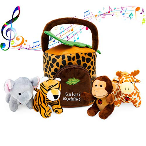 Plush Talking Jungle Animals Toy Set Plush Creations (5 Pcs) | Baby Stuffed Animal Set Includes Elephant, Monkey, Giraffe, Tiger Plush Carrier/Organizer | Great Gift Boys, Girls, Baby Shower Plush Talking Jungle Animals Toy Set Plush Creations (5 Pcs) | Baby Stuffed Animal Set Includes Elephant, Monkey, Giraffe, Tiger Plush Carrier/Organizer | Great Gift Boys, Girls, Baby Shower