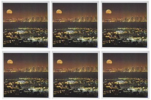 3dRose Moonrise Over The San Diego Skyline - Greeting Cards, 6 x 6", Set of 6 (gc_207883_1)