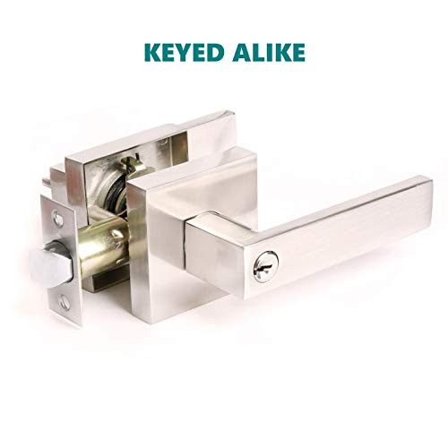 Interior Bedroom Entrance Door Lever Doorknobs Door Lock One Keyway Entry Keyed Alike Same Key Entrance Lockset in Satin Nickel Each with 3 Keys 1 Pack