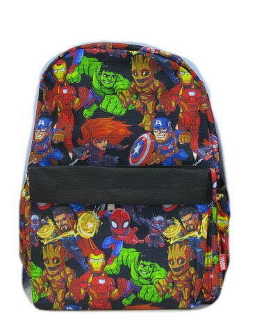 Kawaii Avengers 16" Large All Over Print Backpack - (Black)