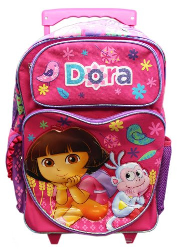Full Size Pink Dora the Explorer and Boots Pose Rolling Backpack Luggage