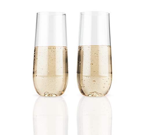 Flexi Set of 2 Stemless Champagne Flutes by True
