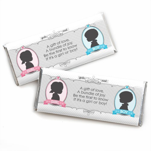 Gender Reveal - Candy Bar Wrappers Baby Shower or Gender Reveal Party Favors - Set of 24