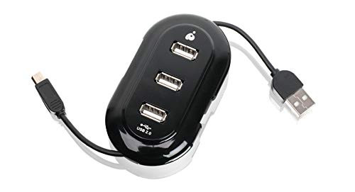 IOGEAR 3-Port USB 2.0 Mobile Hub with Mini USB Cable to Sync & Charge, GUH276T