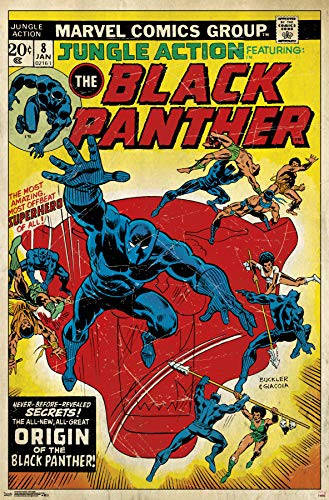 Trends International Black Panther-New Origin Mount Bundle Wall Poster, 22.375" x 34", Multi