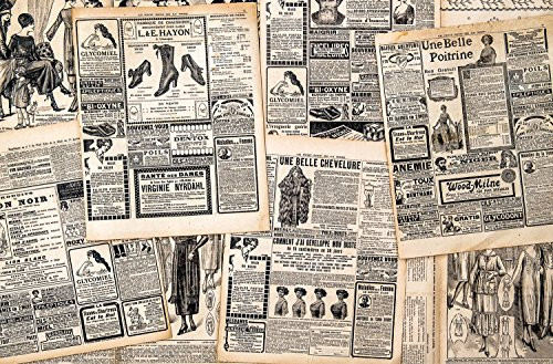 JP London Mural Antique Newpaper Collage 3 Wide by 2 Feet high SPMUR2411 Fully Removable Peel and Stick Wall Art