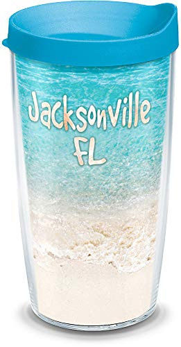 Tervis 1198197 Florida - Tropical Jacksonville Beach Insulated Tumbler with Wrap and Turquoise Lid 16oz Clear
