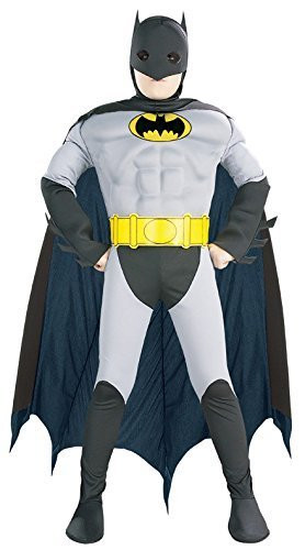Rubie's Costume Co. Muscle Chest Batman Halloween Costume, Medium (8-10), Gray/Black/Yellow