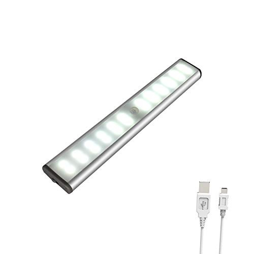 Cabinet Light Sensor?24 LED Cupboard Lights Motion Sensor Indoor Wireless USB Rechargeable Battery with Magnetic Strips for Closet/Wardrobe/Stairs/Wall