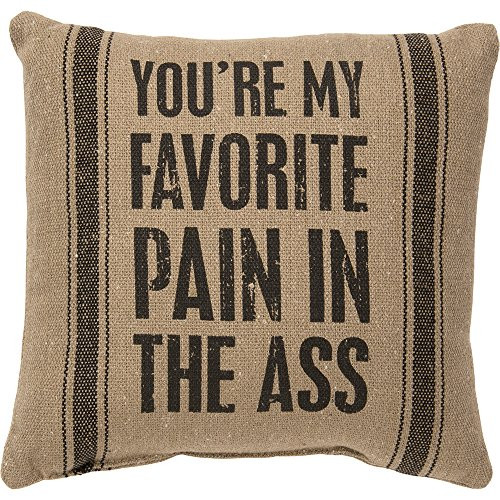 Primitives by Kathy Vintage Flour Sack Style Favorite Pain Throw Pillow, 10-Inch Square, Primitives by Kathy Vintage Flour Sack Style Favorite Pain Throw Pillow, 10-Inch Square,