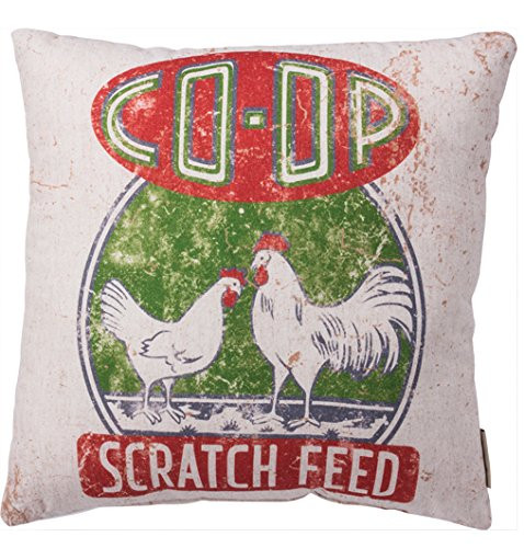 Primitives by Kathy Vintage Feed Sack Style Co-Op Scratch Throw Pillow,
