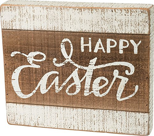Primitives By Kathy Happy Easter 11.75 Inches x 10 Inches Wood Slat Box Sign Home and Garden Decor Primitives By Kathy Happy Easter 11.75 Inches x 10 Inches Wood Slat Box Sign Home and Garden Decor