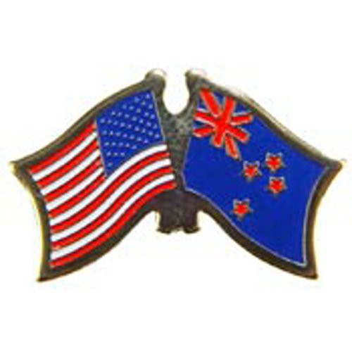 EagleEmblems P09776 PIN-USA/New Zealand (Cross Flags) (1.125'')