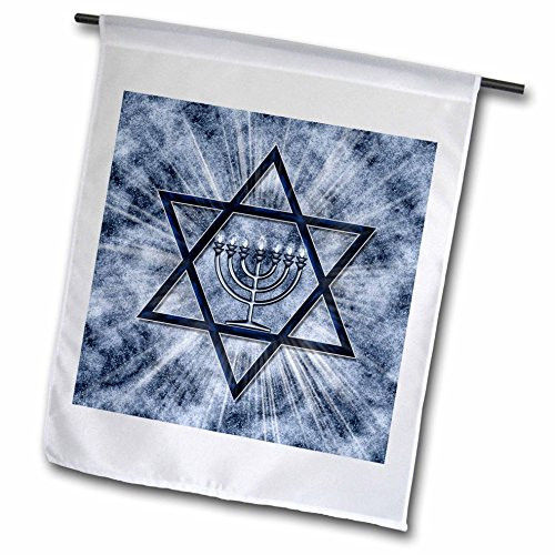 3dRose fl_52283_1 Hanukkah Menorah with Star of David in Blue Garden Flag, 12 by 18-Inch 3dRose fl_52283_1 Hanukkah Menorah with Star of David in Blue Garden Flag, 12 by 18-Inch