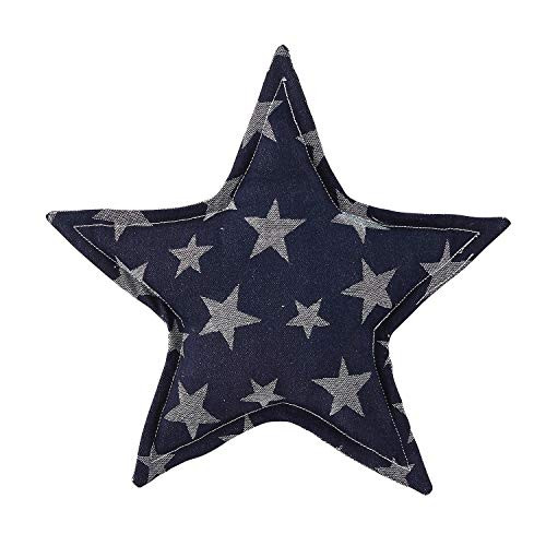 Stephan Baby Stephan Baby 13" Reversible Star-Shaped Denim Pillow, Indigo/White Stars and White/Indigo Stars, 10 x 10