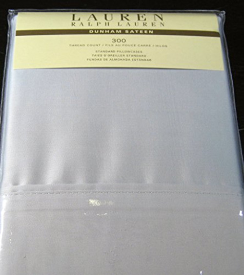 Set of 2 Ralph Lauren Dunham Sateen Standard Pillowcases -Silver-300 Thread Count 100% Cotton-