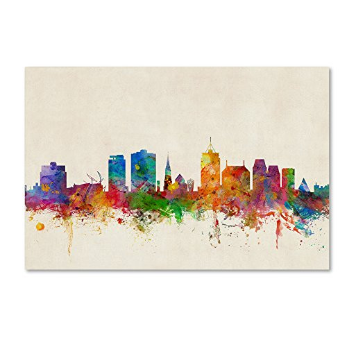 Christchurch New Zealand Skyline by Michael Tompsett, 12x19-Inch Canvas Wall Art