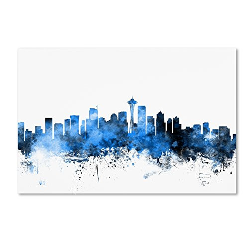 Seattle Washington Skyline II by Michael Tompsett, 16x24-Inch Canvas Wall Art