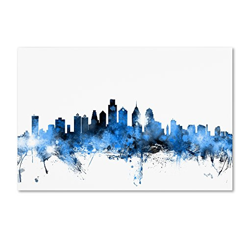 Philadelphia Pennsylvania Skyline II by Michael Tompsett, 22x32-Inch Canvas Wall Art