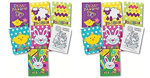 72 pc Easter fun and games mini activity coloring books - Bulk Class / group Pack - easter toys and novelties