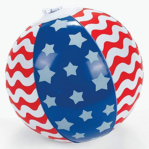 Inflatable Patriotic 5 Inch Stars & Stripes Mini Beach Balls (12 Pack)