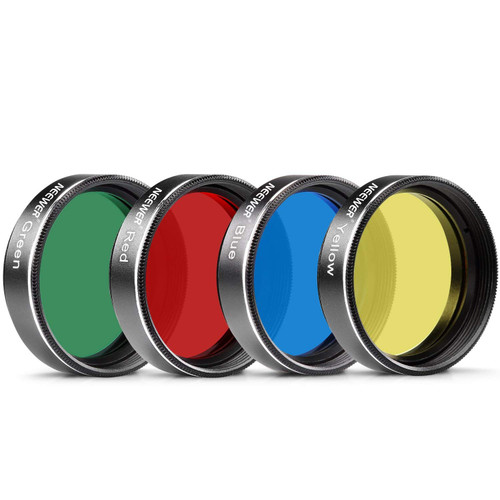 Neewer 4 Pieces Standard 2 inches Color Filter Set for Telescope Eyepiece: Red Yellow Green Blue, Perfect for Lunar and Planetary Observation