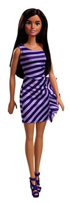 Barbie Glitz Doll, Purple & White Stripe Ruffle Dress Barbie Glitz Doll, Purple & White Stripe Ruffle Dress