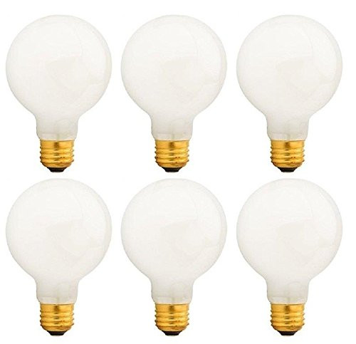 Pack OF 6 25G25/WH 25 Watt G25 Medium (E26) Base Globe Incandescent White Light Bulb