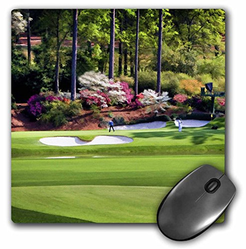 3dRose LLC 8 x 8 x 0.25 Inches Mouse Pad, Amen Corner in Augusta Georgia Golfers on Bridge (mp_53829_1)