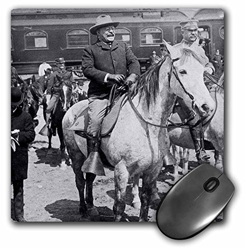 3dRose LLC 8 x 8 x 0.25 Inches Mouse Pad, President Teddy Roosevelt on Horseback in Yellowstone National Park 1903 (mp_97715_1)