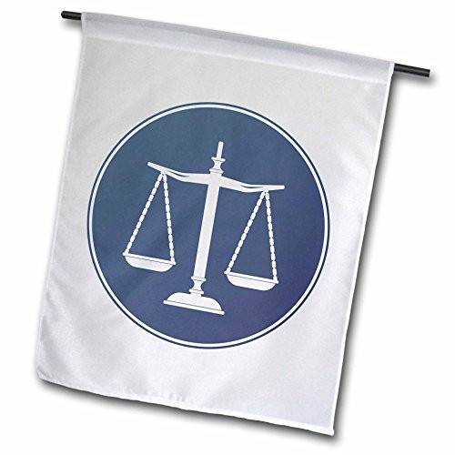 3dRose fl_165574_1 Blue Circle Symbol Scales of Justice Garden Flag, 12 by 18-Inch
