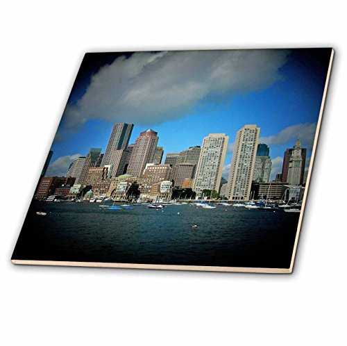 3dRose ct_21730_2 Boston Downtown Skyline in Spotlight-Ceramic Tile, 6-Inch