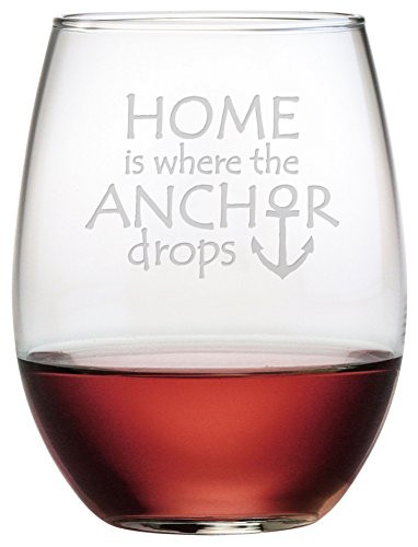 Susquehanna Glass Home Is Where the Anchor Drops Stemless Wine Goblet