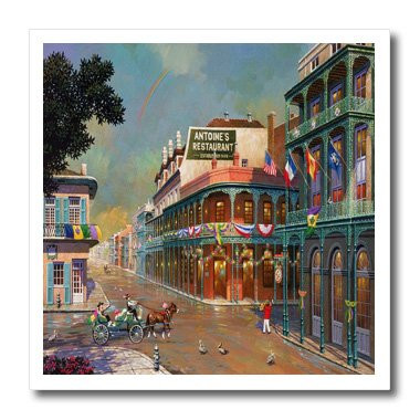 3dRose ht_80505_3 Old New Orleans Painting-Iron on Heat Transfer for Material, 10 by 10-Inch, White