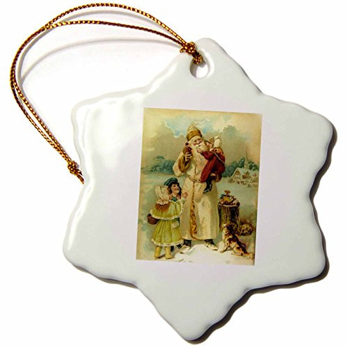 3dRose orn_6811_1 Victorian Santa-Snowflake Ornament, Porcelain, 3-Inch