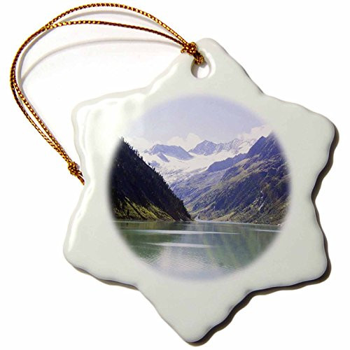 3dRose orn_43739_1 Lake N Mountains in Colorado-Snowflake Ornament, Porcelain, 3-Inch