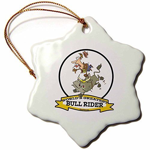 3dRose orn_102996_1 Funny Worlds Greatest Bull Rider Men Cartoon-Snowflake Ornament, 3-Inch, Porcelain 3dRose orn_102996_1 Funny Worlds Greatest Bull Rider Men Cartoon-Snowflake Ornament, 3-Inch, Porcelain