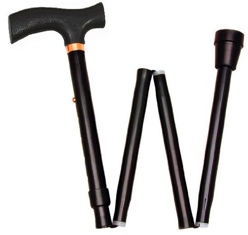 Drive Medical Heavy Duty Folding Cane Lightweight Adjustable with T Handle, Black